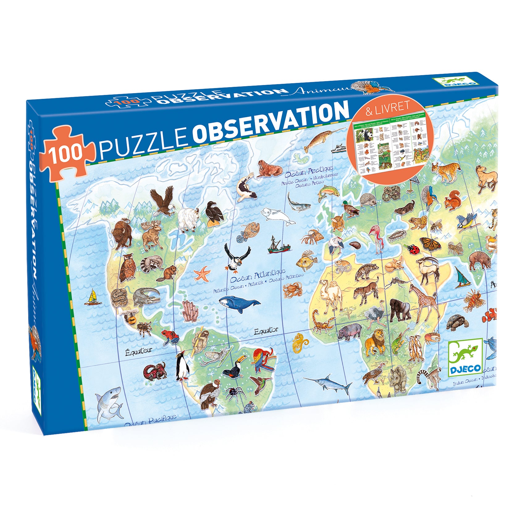 Djeco Puzzle Observation - World's animals + booklet