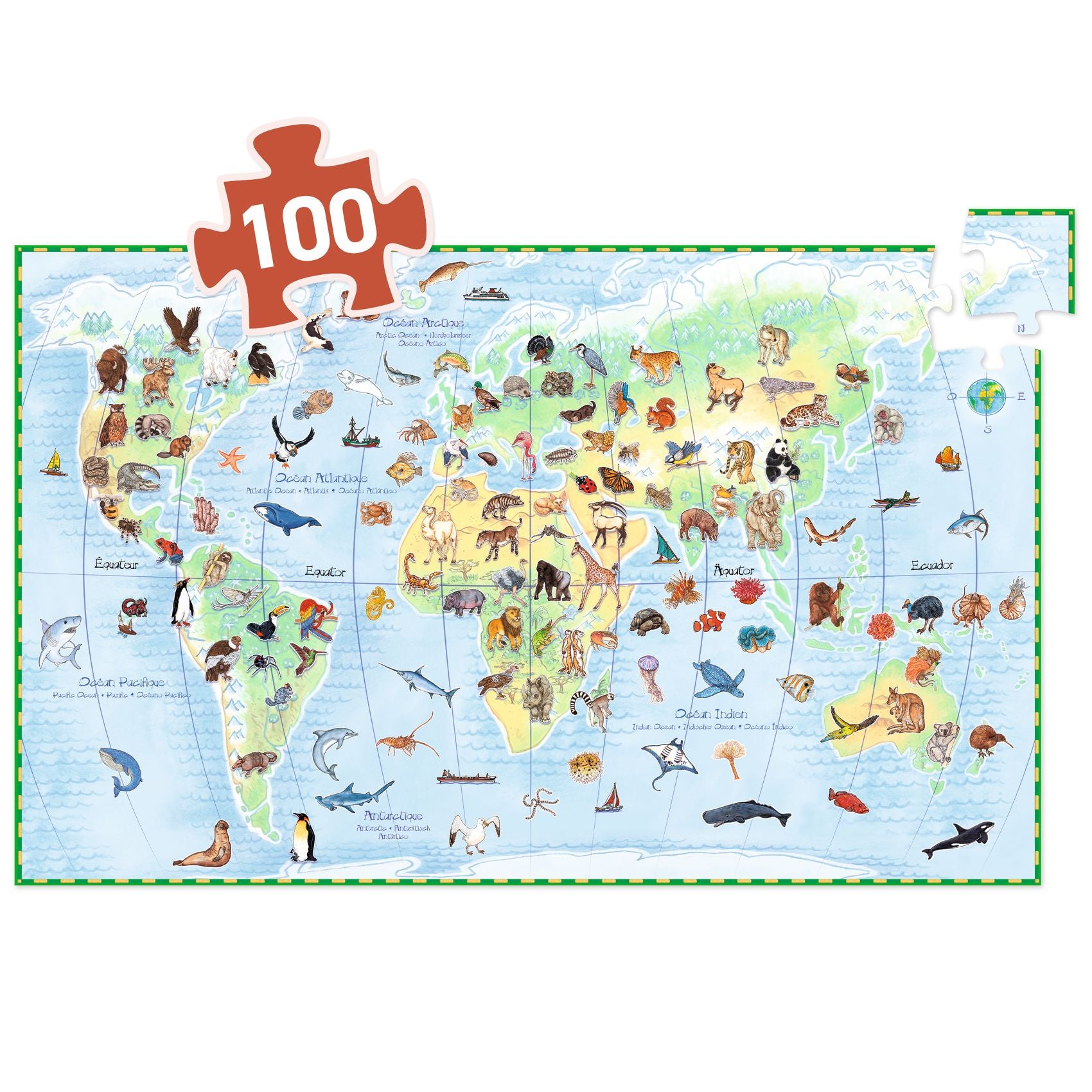 Djeco Puzzle Observation - World's animals + booklet