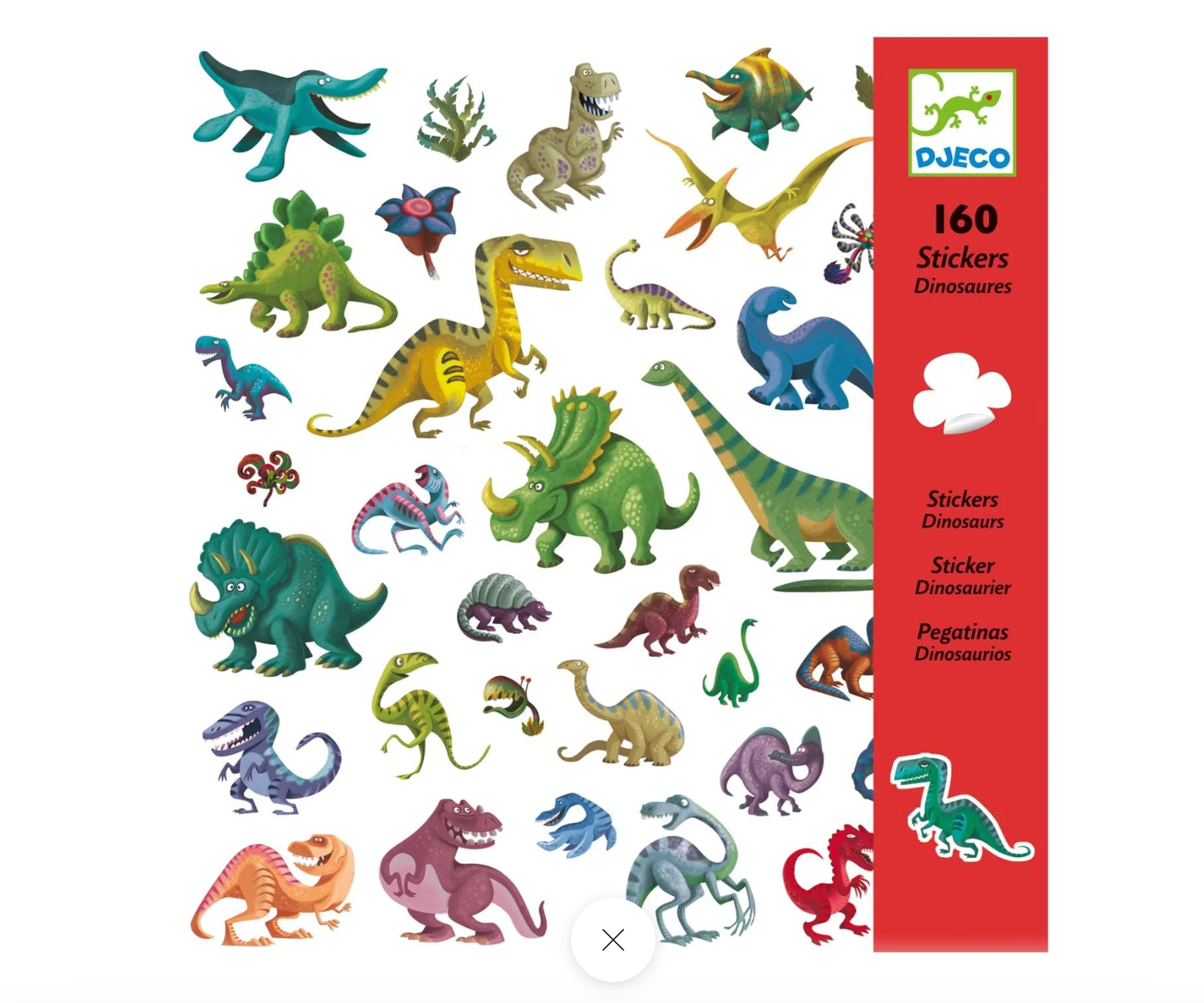 Djeco 160 Stickers On Sheets - Dinosaurs