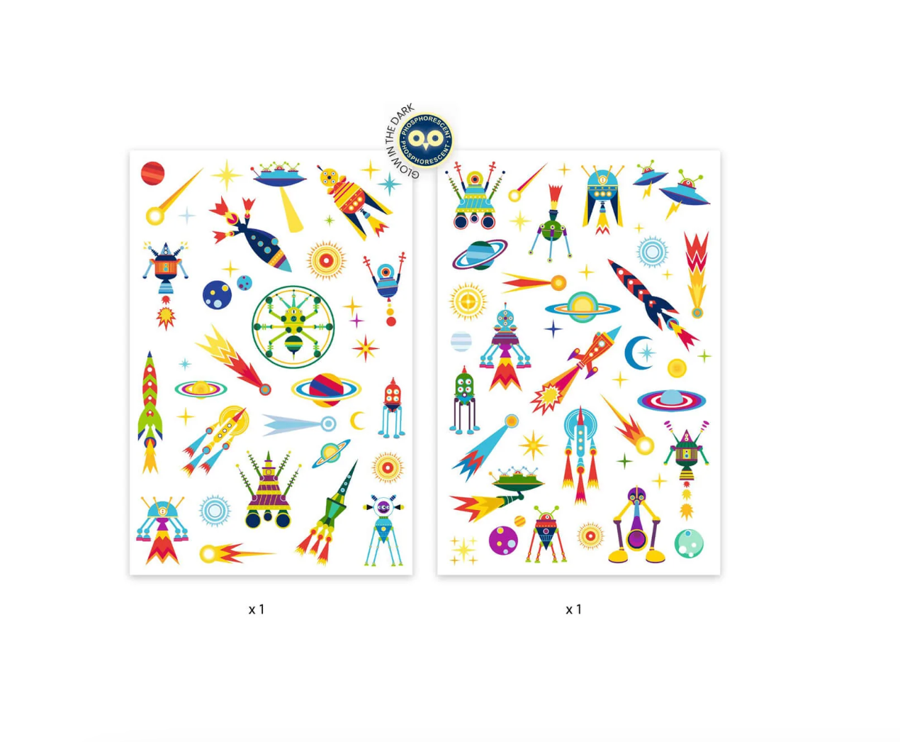 Djeco Tattoos Space Oddity - Glow In The Dark Stickers