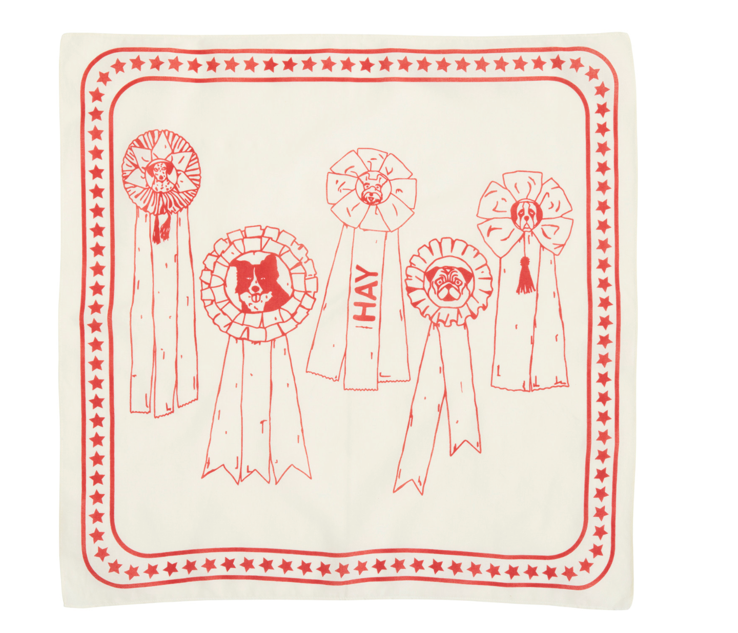 HAY Dogs scarf, 55 x 55 cm, off-white
