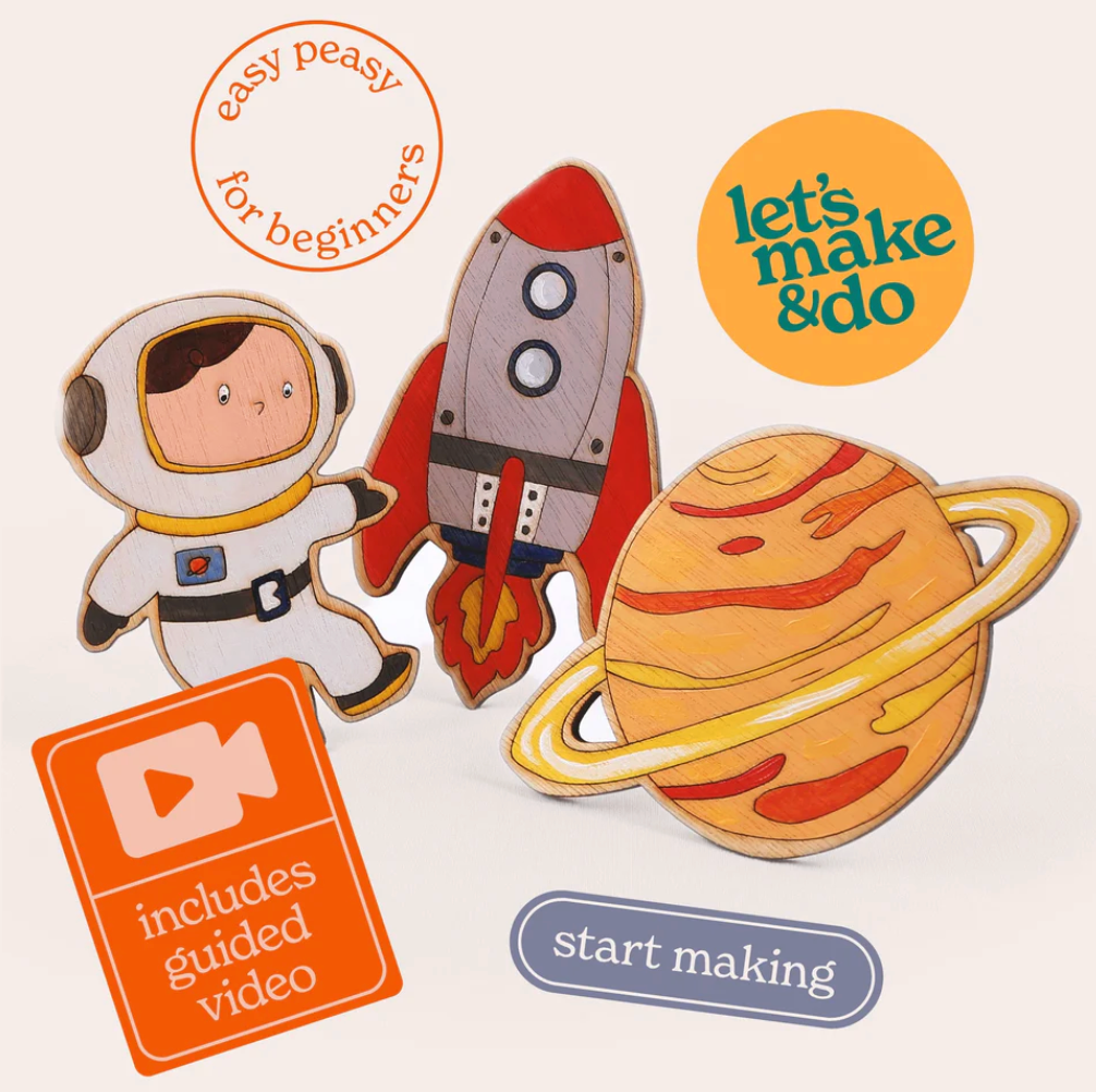 Let's Make & Do Kids Paint Your Own Wooden Space Kit