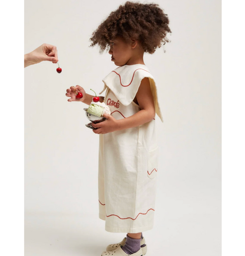 Claude & Co Cali Embroidered Vanilla Ripple Collar Overall