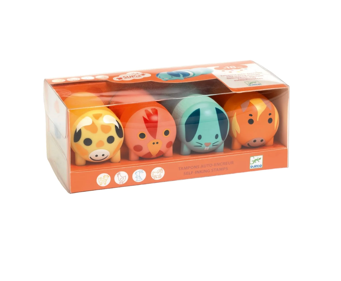 Djeco 4 Self Inking Stampers - Garden Animals
