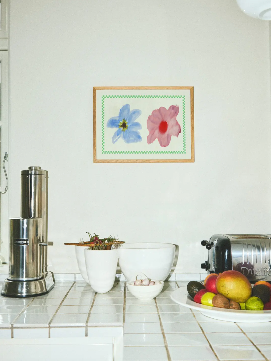 Paper collective - Flowers with checks print 30x40cm