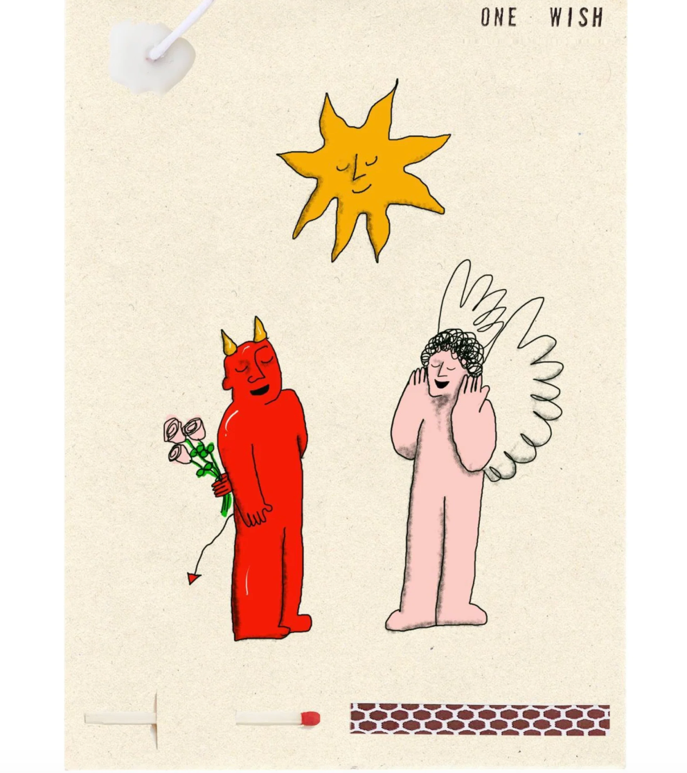 Angel Devil Flowers Wish Card