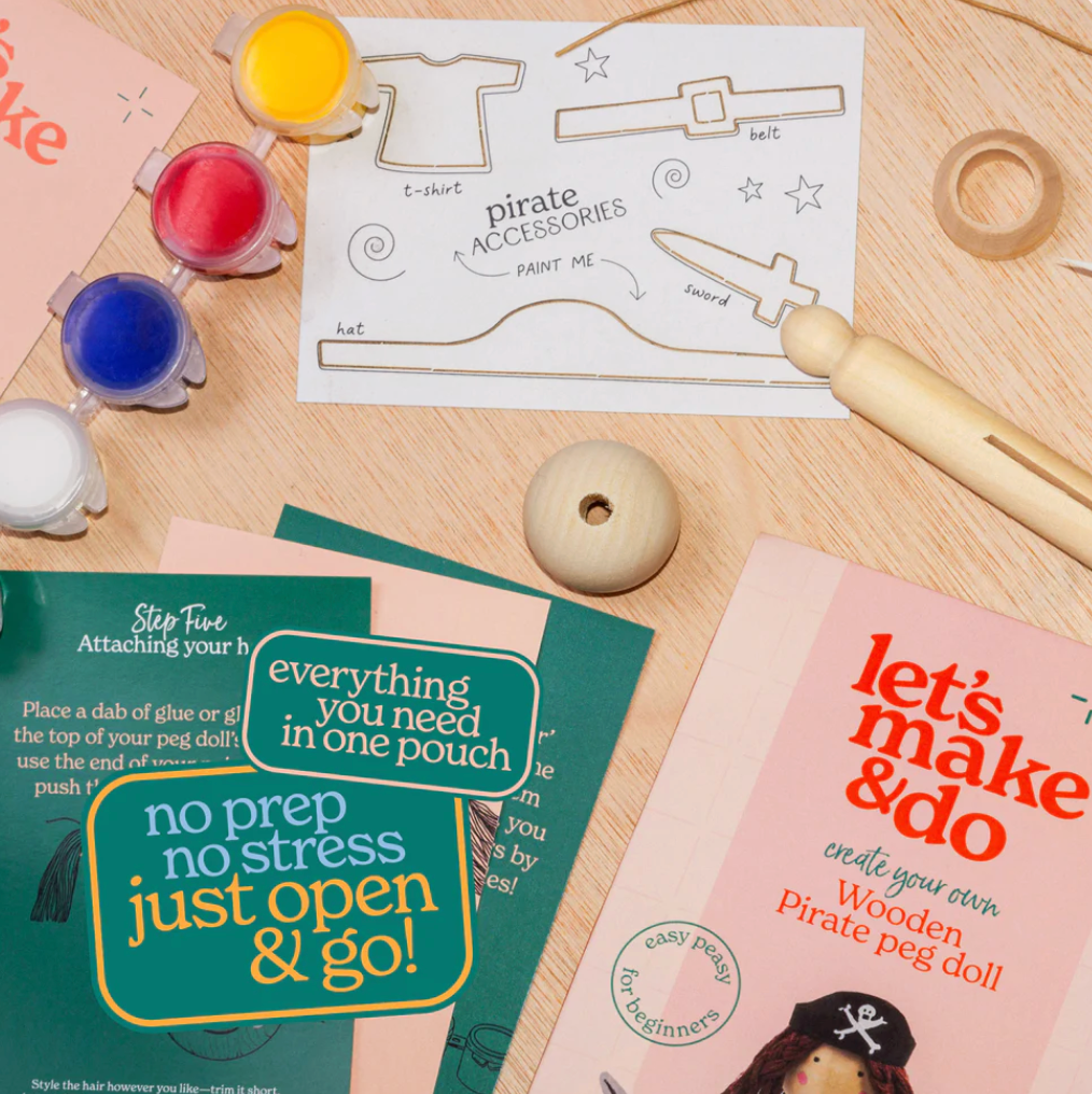 Let's Make & Do Kids Craft Pirate Peg Doll Kit