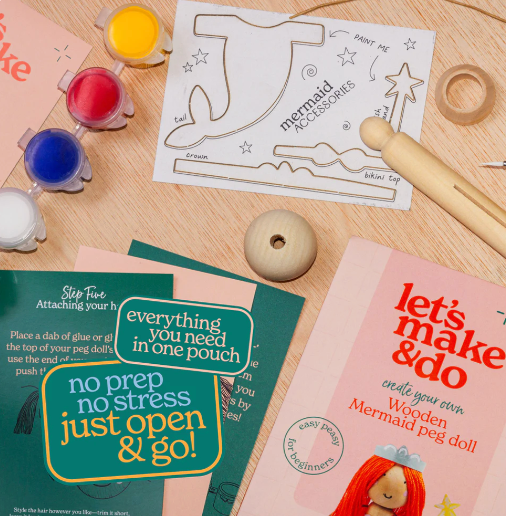 Let's Make & Do Kids Craft Mermaid Peg Doll Kit