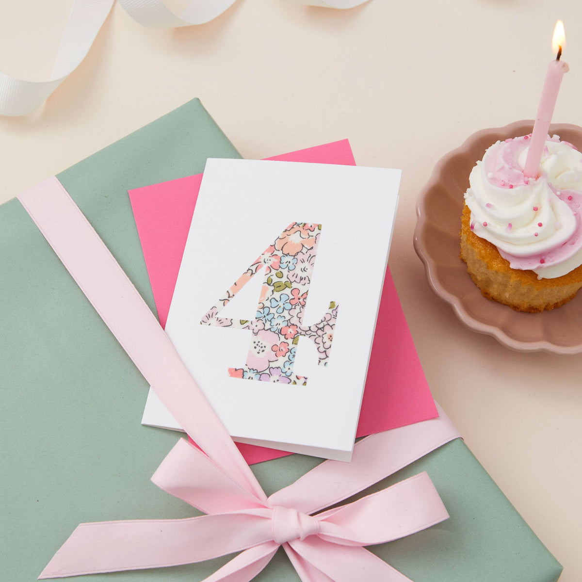 Age 4 Birthday Card | Liberty Fabric Number | A7