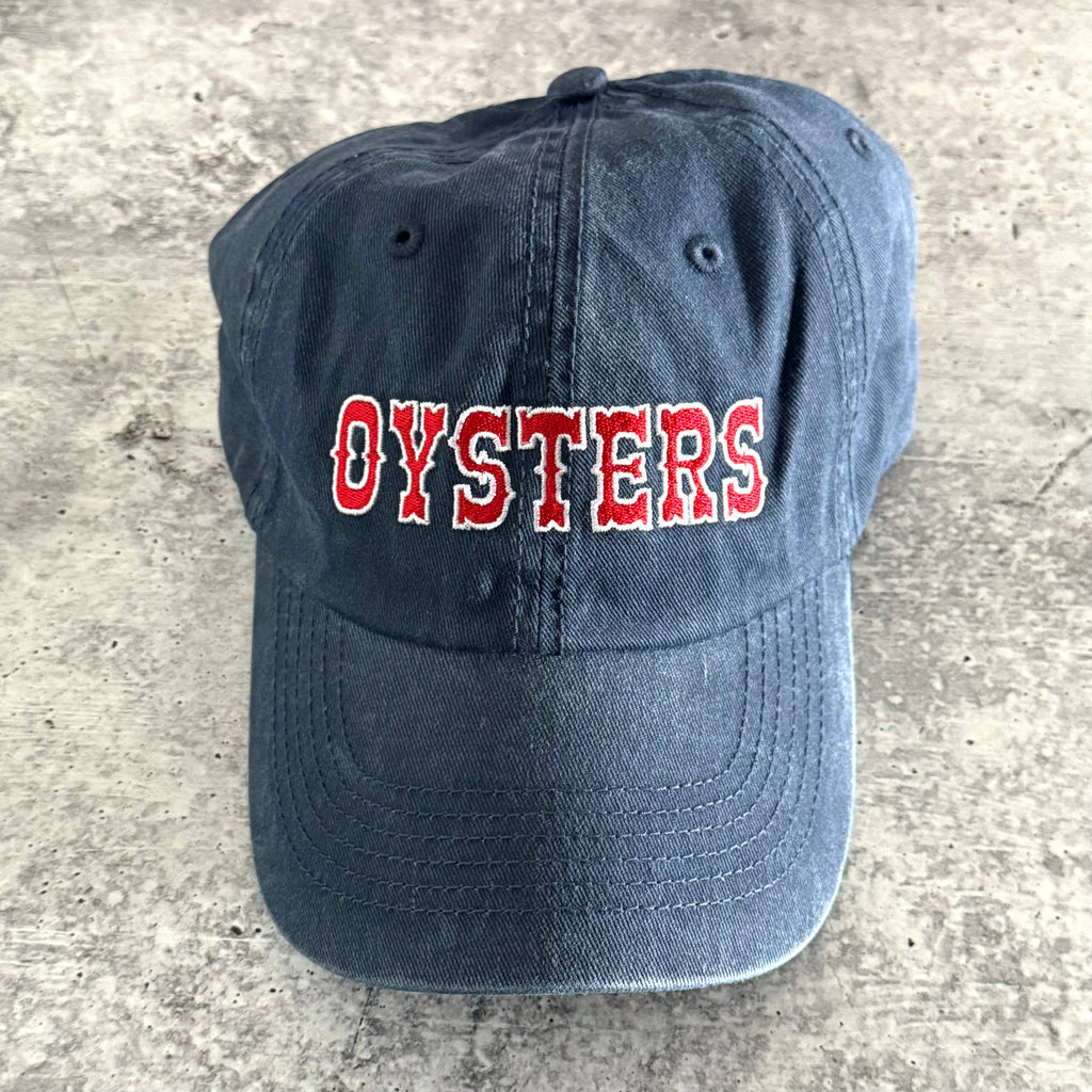 Oysters Baseball Cap Dad Hat seafood Restaurant coastal: Pigment dyed Royal blue