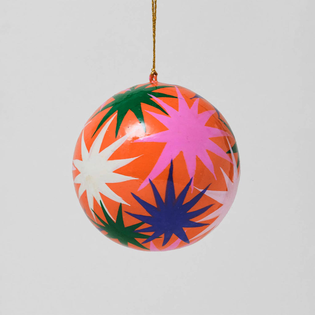 Red Stars Papier-mâché Bauble