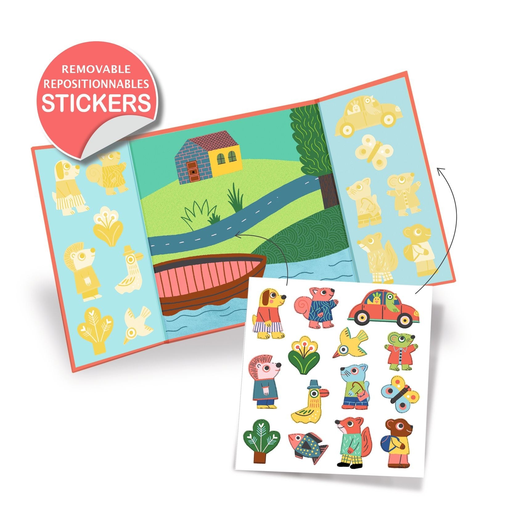 Djeco Easy To Peel Sticker Play Board - Animals