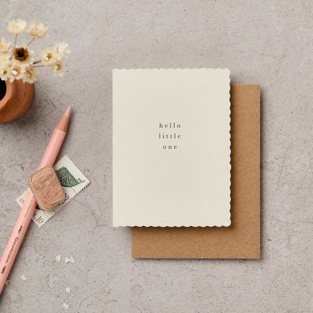 Hello Little One Scallop Mini New Baby Card