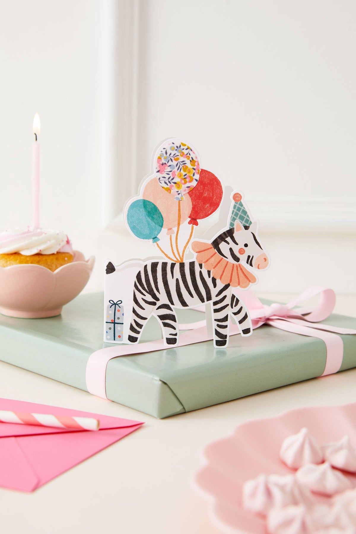 Zebra Die Cut Card - Wiltshire Bud Liberty Fabric