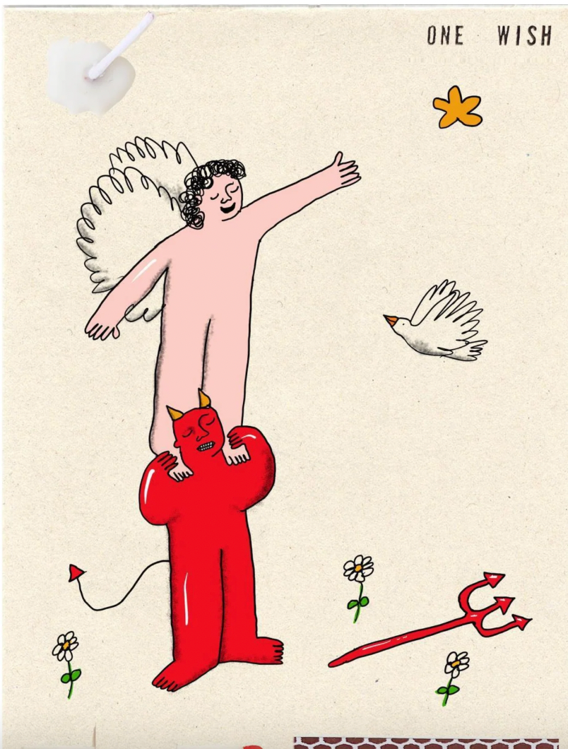 Wish cards - Angel Devil Helping Reach
