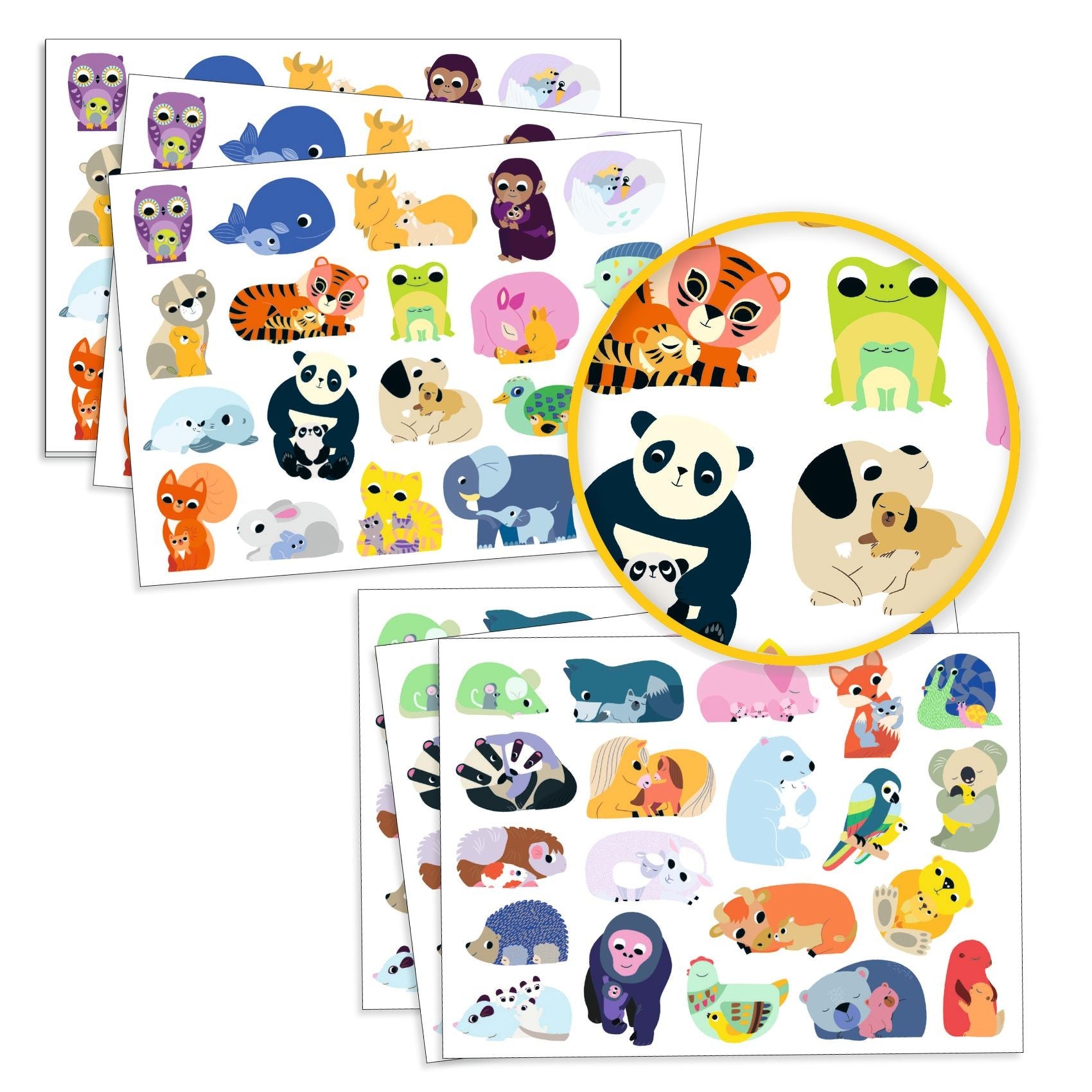 Djeco 100 Coloured Stickers - Mums and Babies