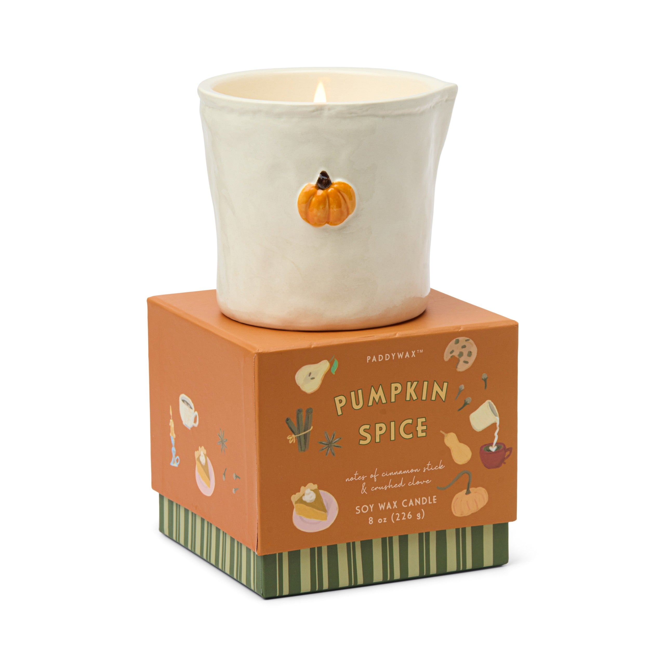 Paddywax Bistro 8oz/226g Pumpkin Embossed Ceramic Candle - Pumpkin Spice