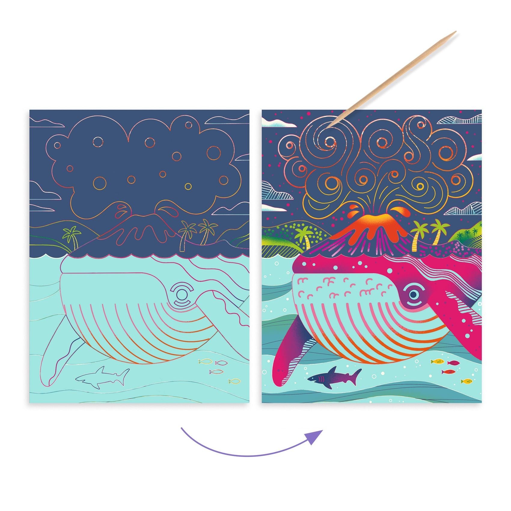 Djeco Colour Scratch Boards - Topsy Turvy