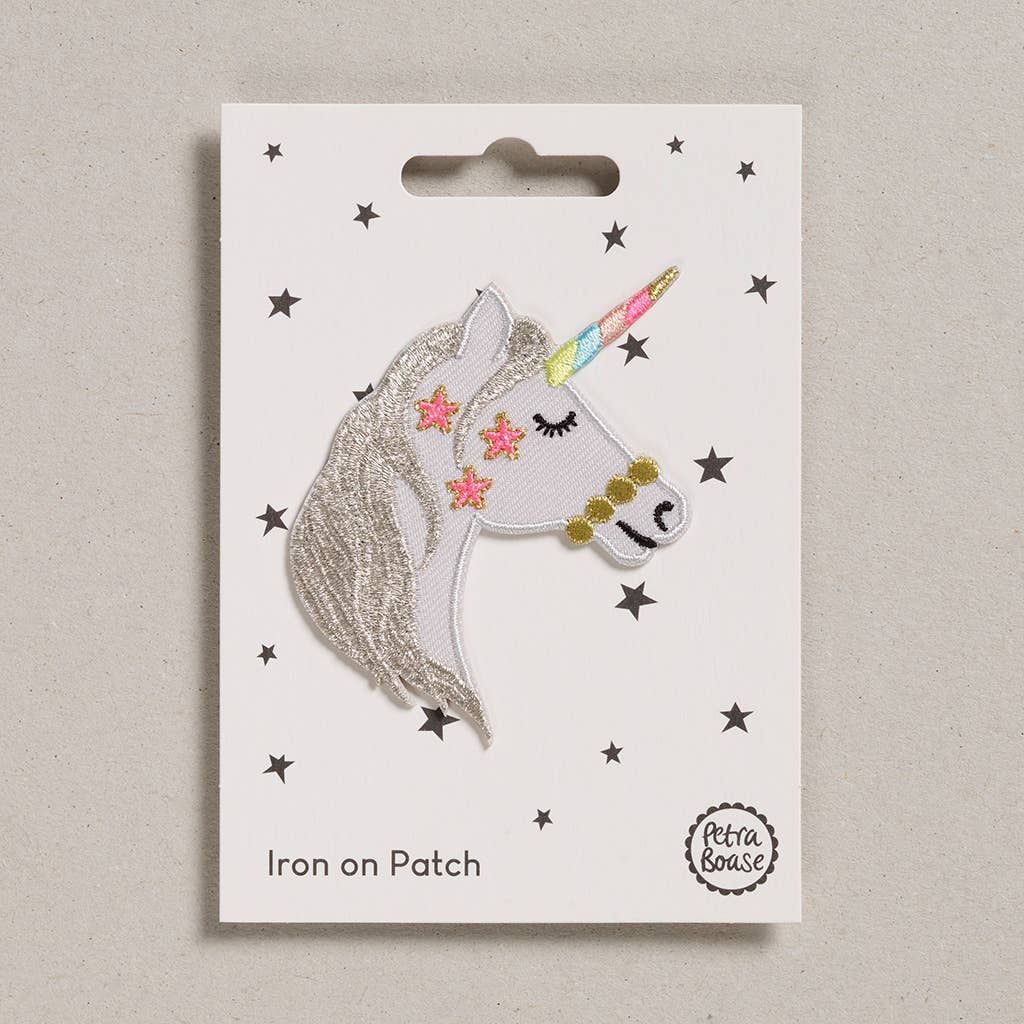 Unicorn Head Iron-On Embroidered Patch