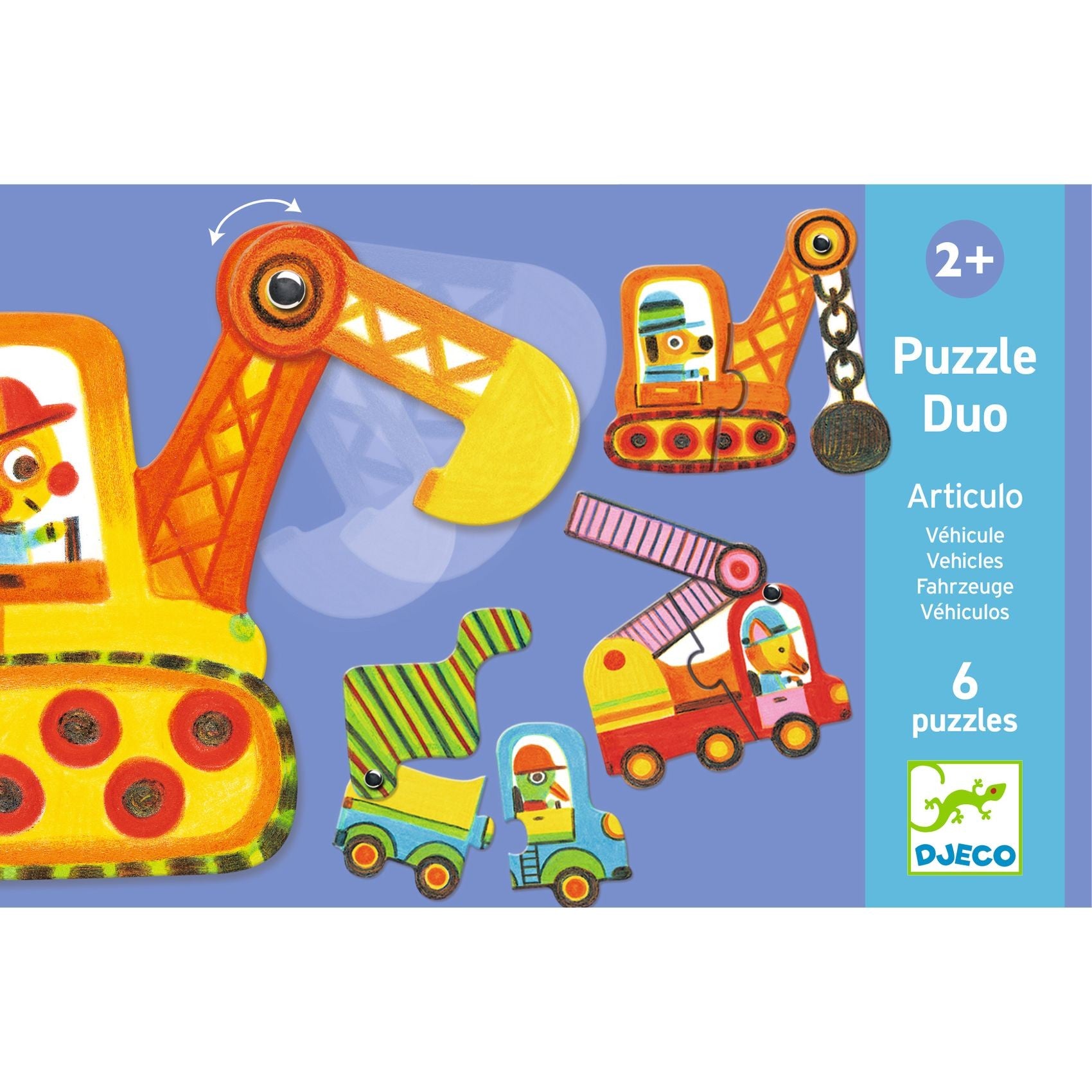 Djeco 6 Duo Puzzles - Articulo Vehicles
