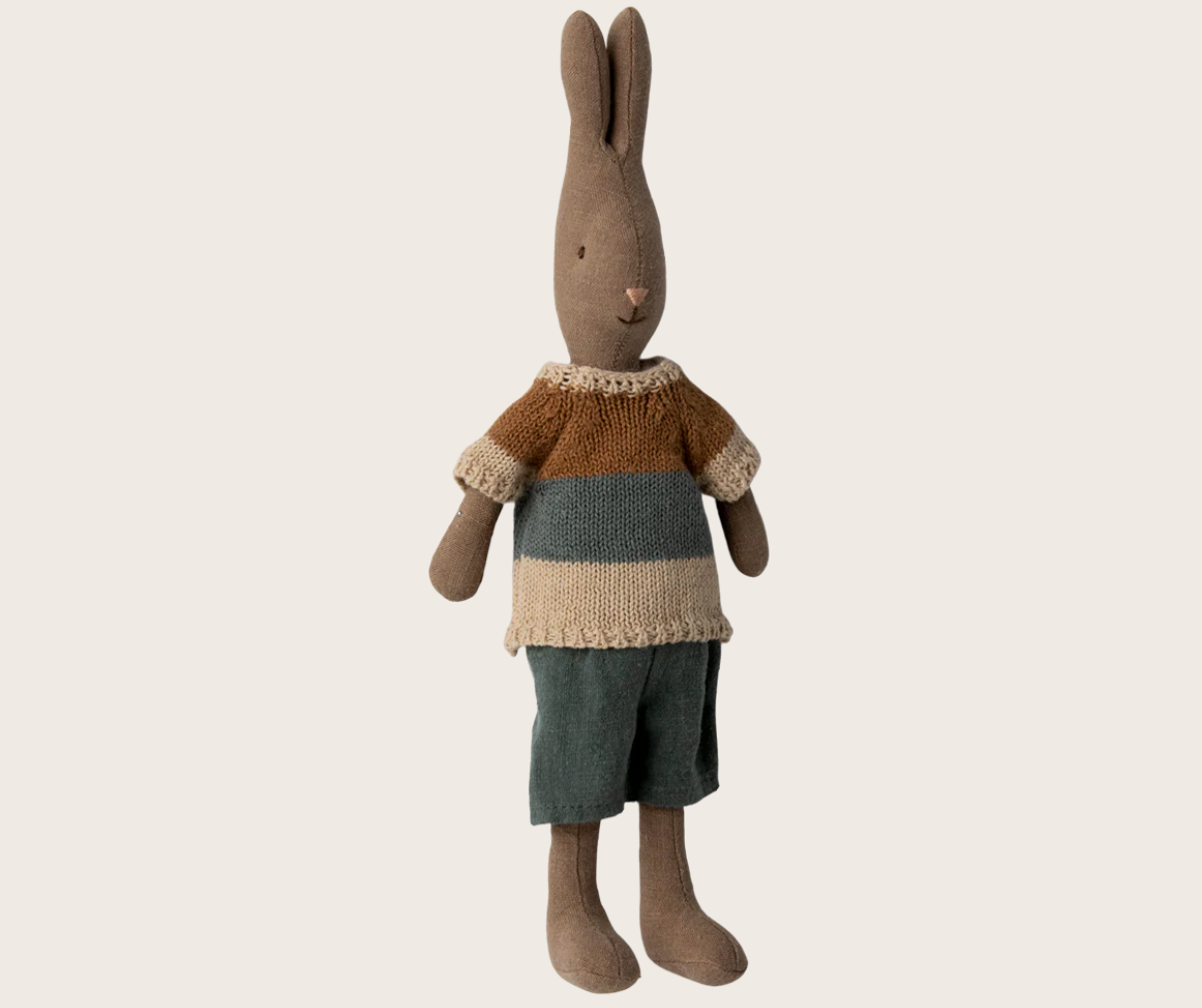 Maileg Rabbit, Size 2 - Brown - Shirt and shorts