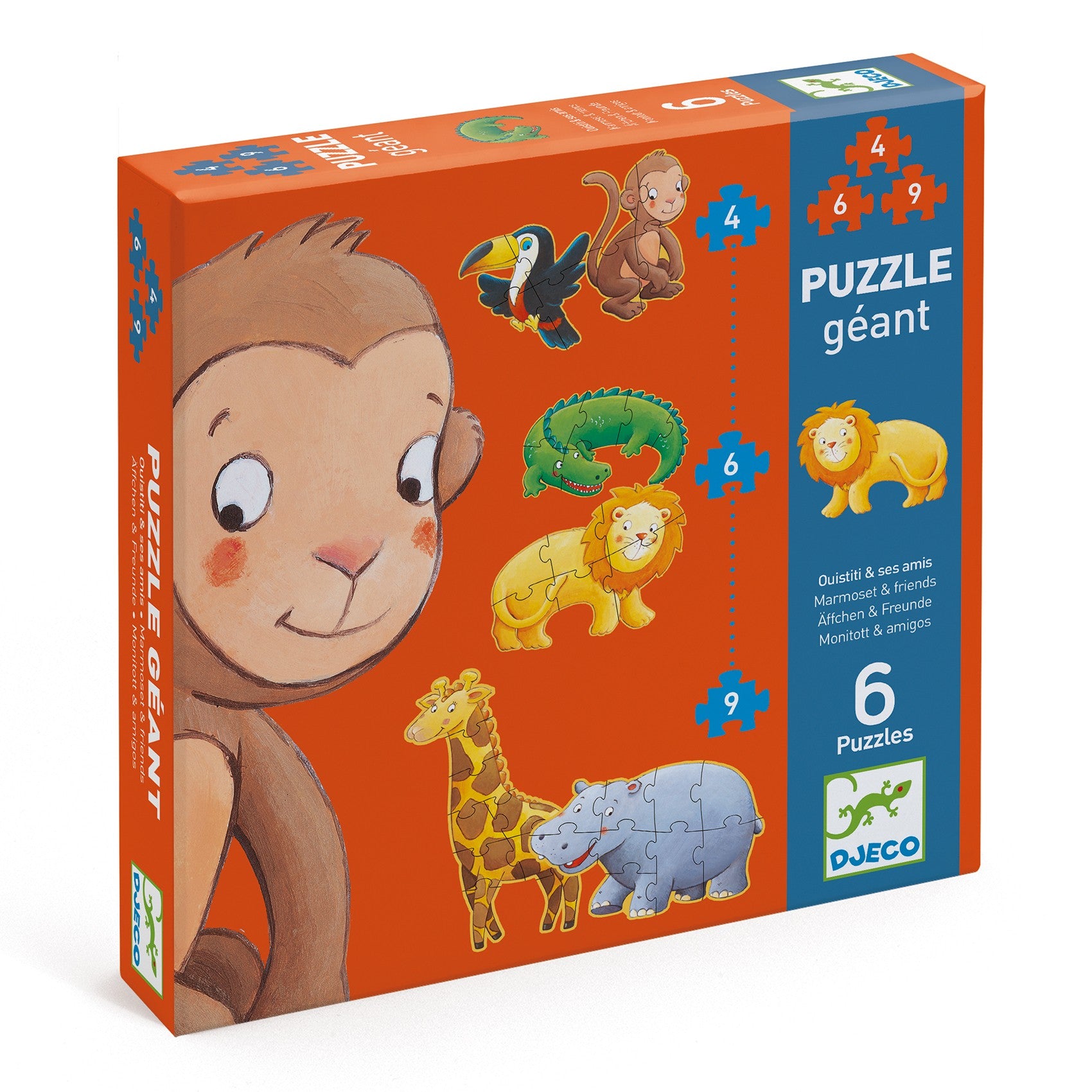 Djeco Marmoset & Friends 6 Animal-Shaped Puzzles 4, 6, 9 Pcs
