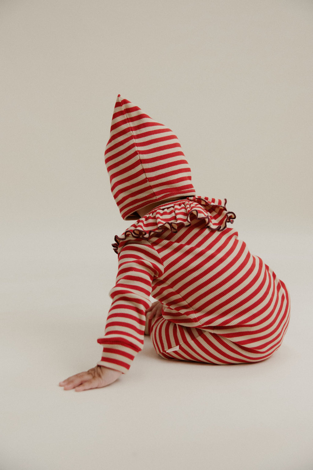 Claude & Co Pixie Crimson Stripe Bonnet