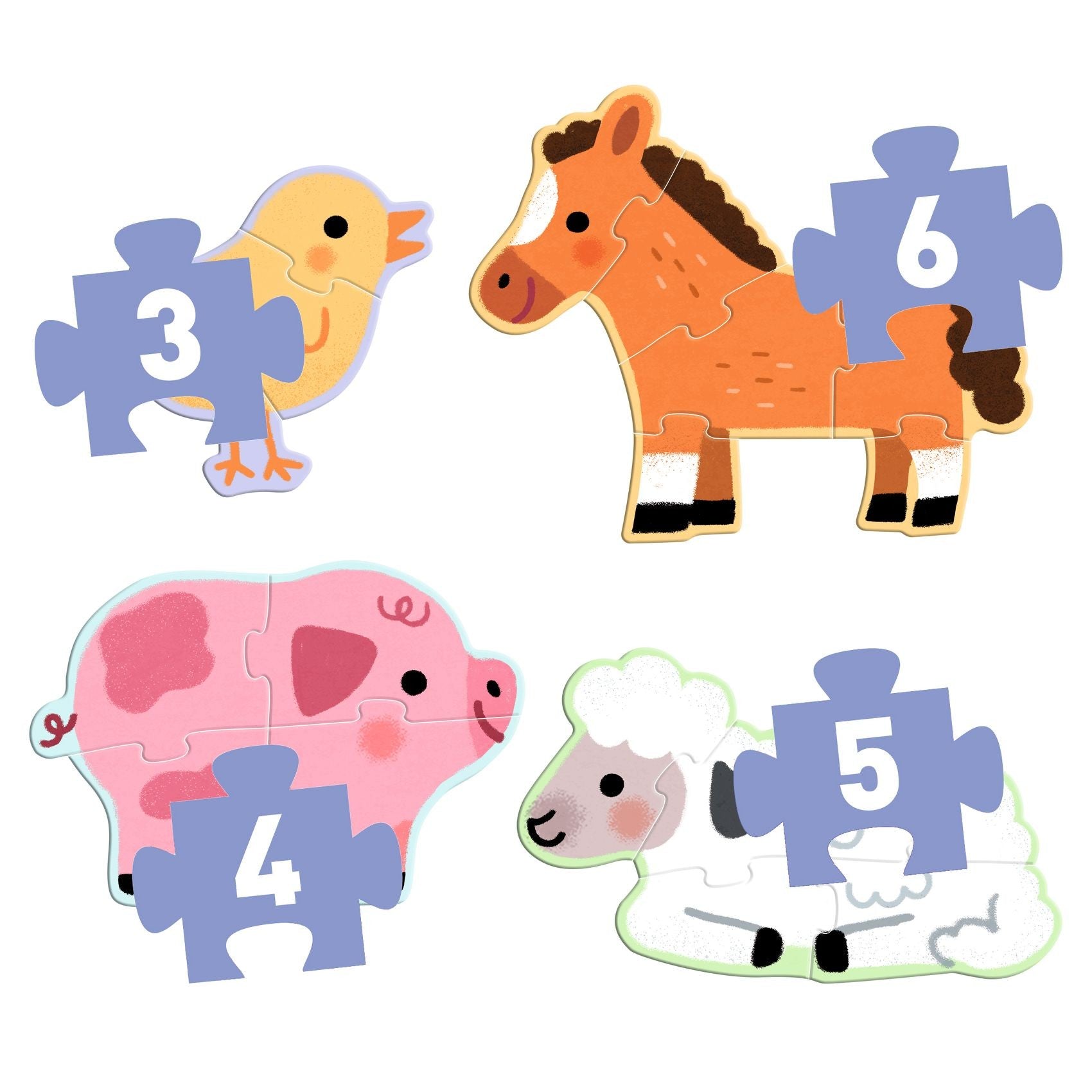 Djeco 4 Progressive Puzzles - At the Farm