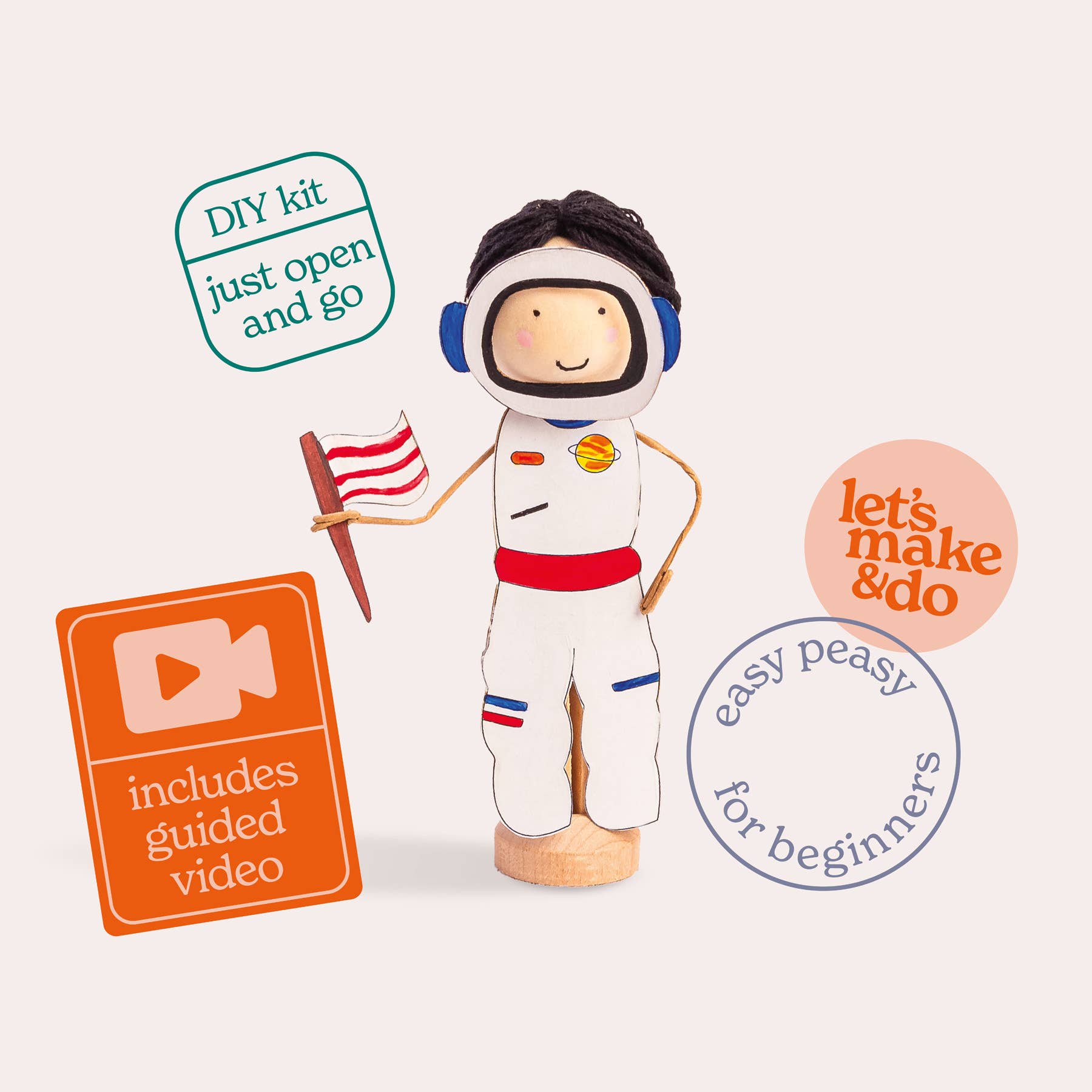 Make Your Own Astronaut Craft Kit - Wooden Painting Gift Set