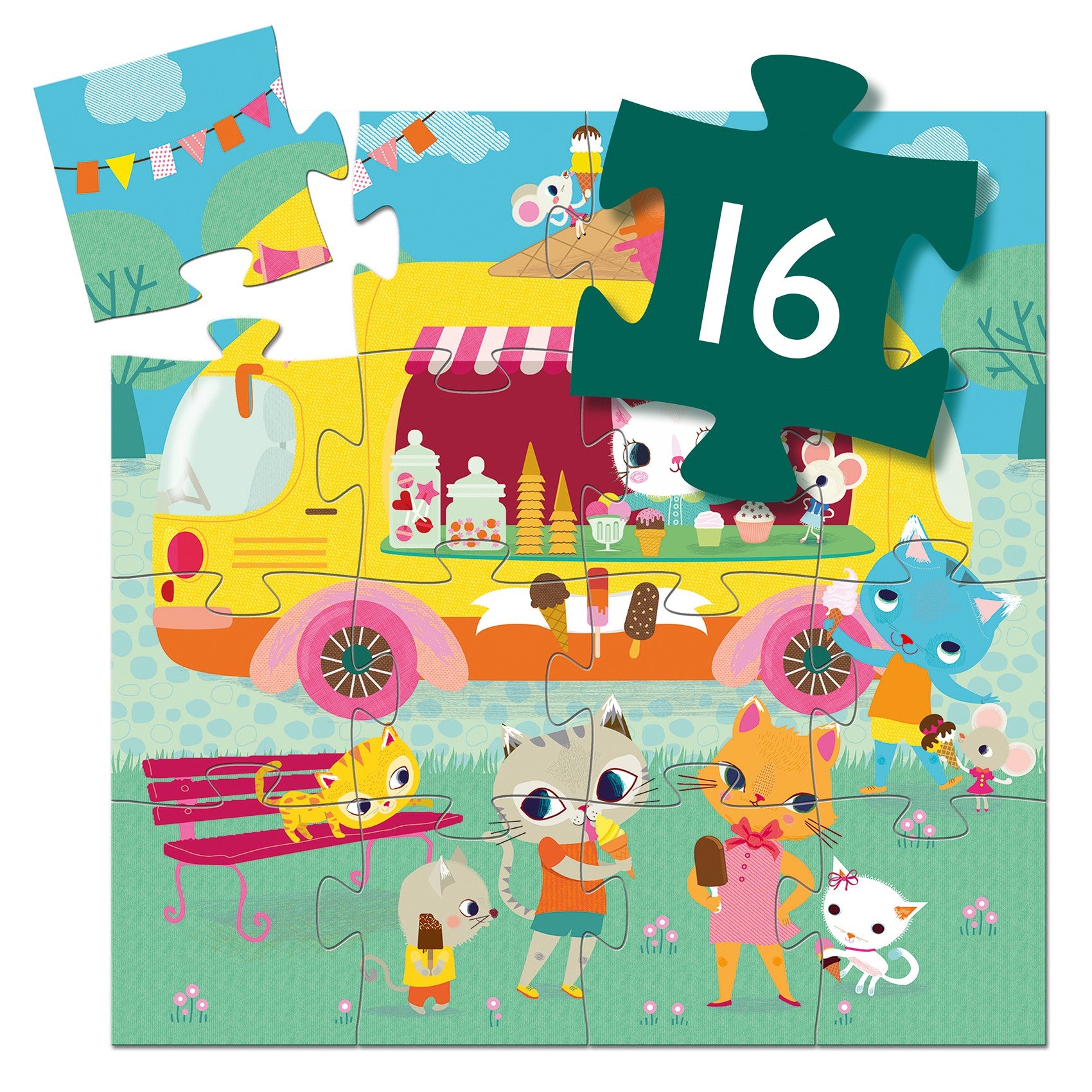 Djeco Silhouette 16 Piece Puzzle - Ice Cream Truck