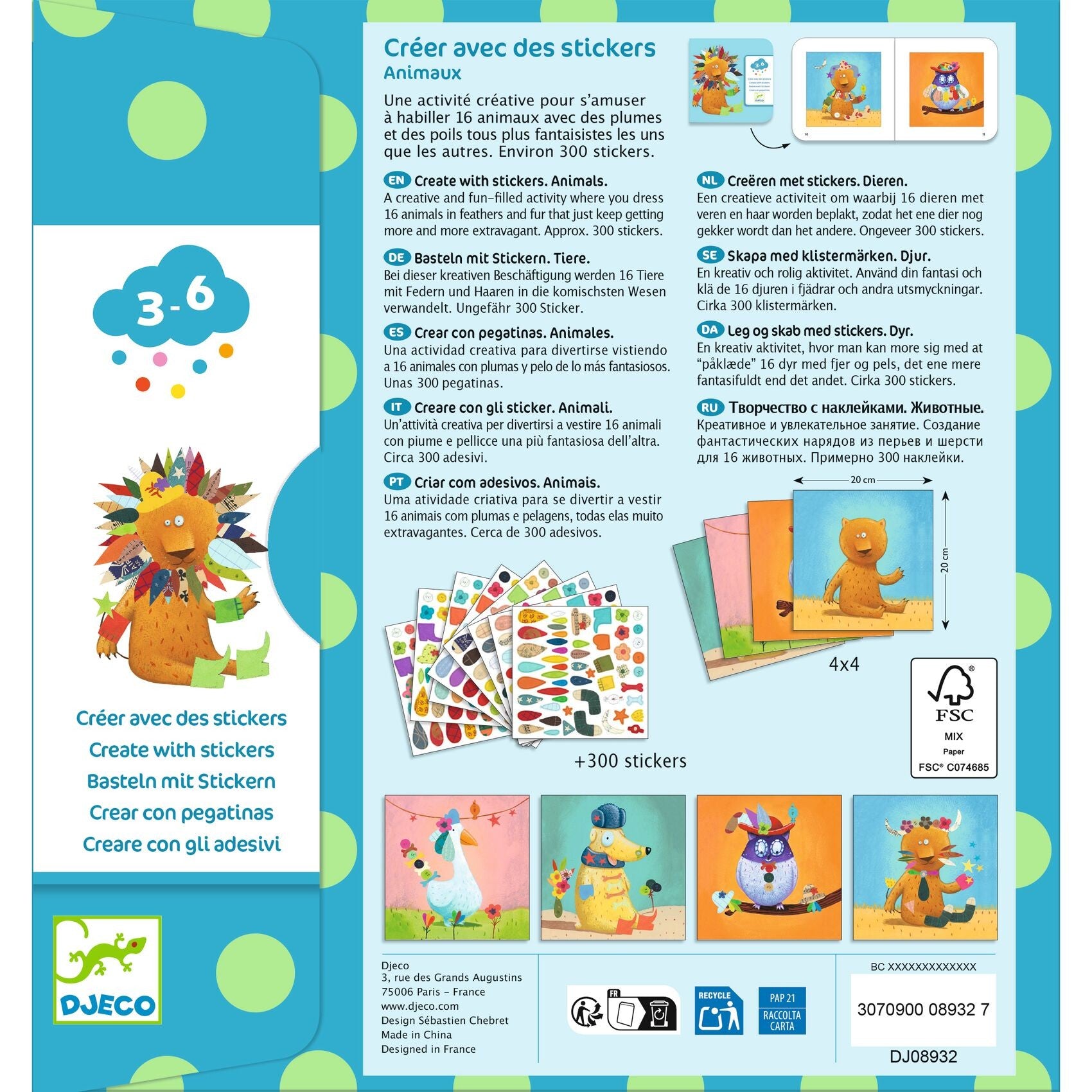 Djeco Stickers Craft Set - Create Animals