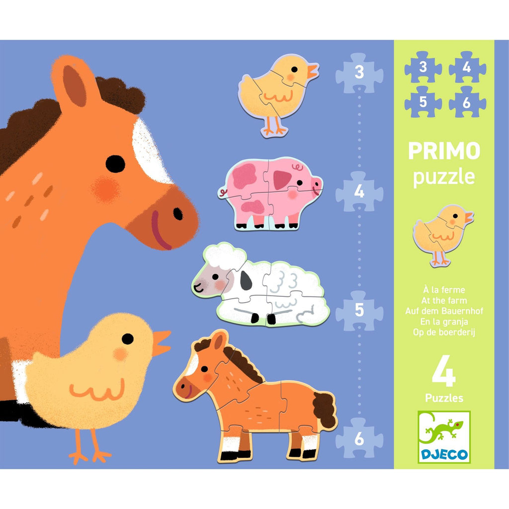 Djeco 4 Progressive Puzzles - At the Farm