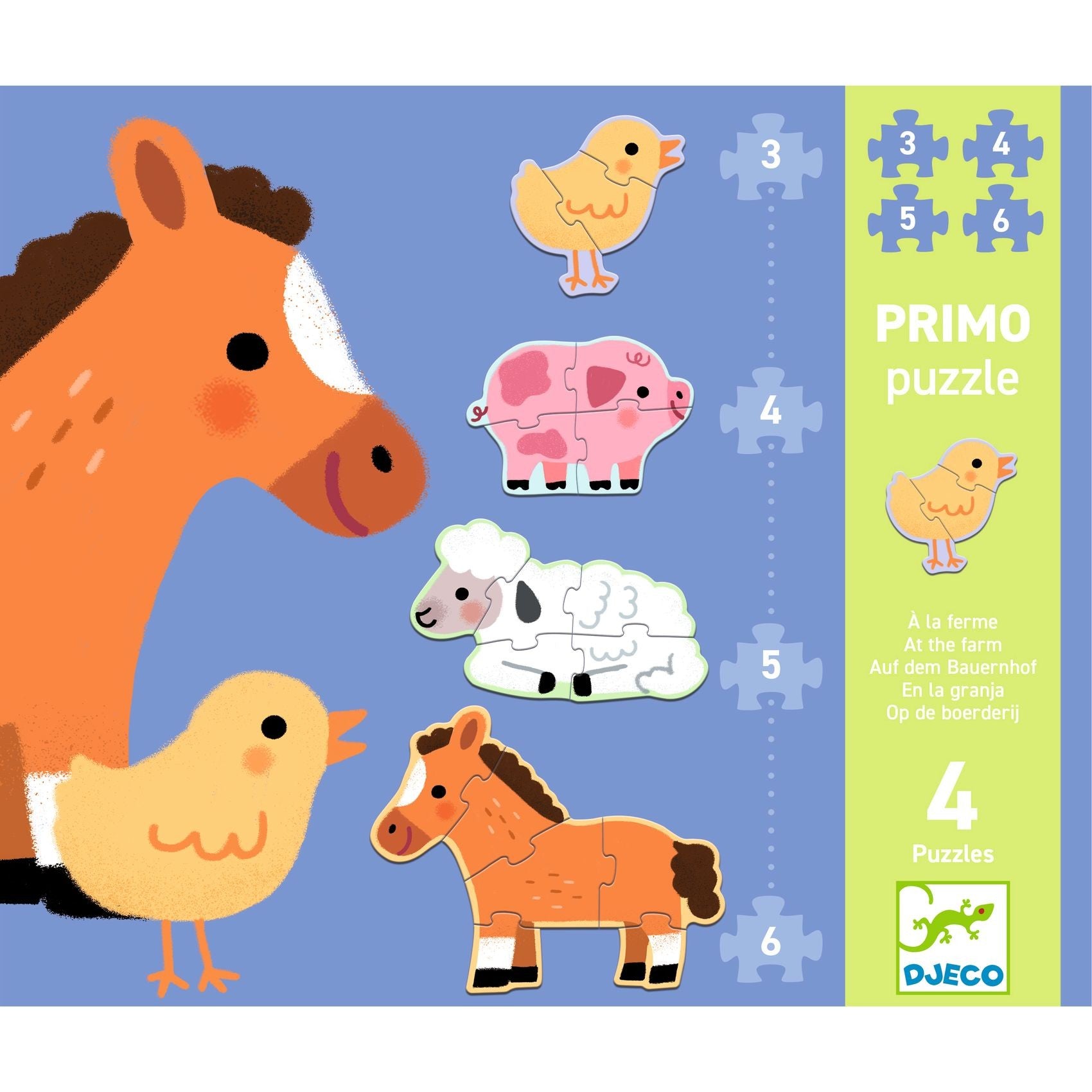 Djeco 4 Progressive Puzzles - At the Farm
