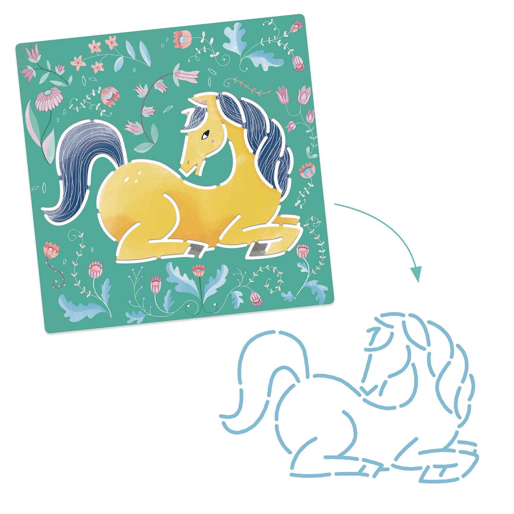 Djeco Stencil Craft Set - Horses