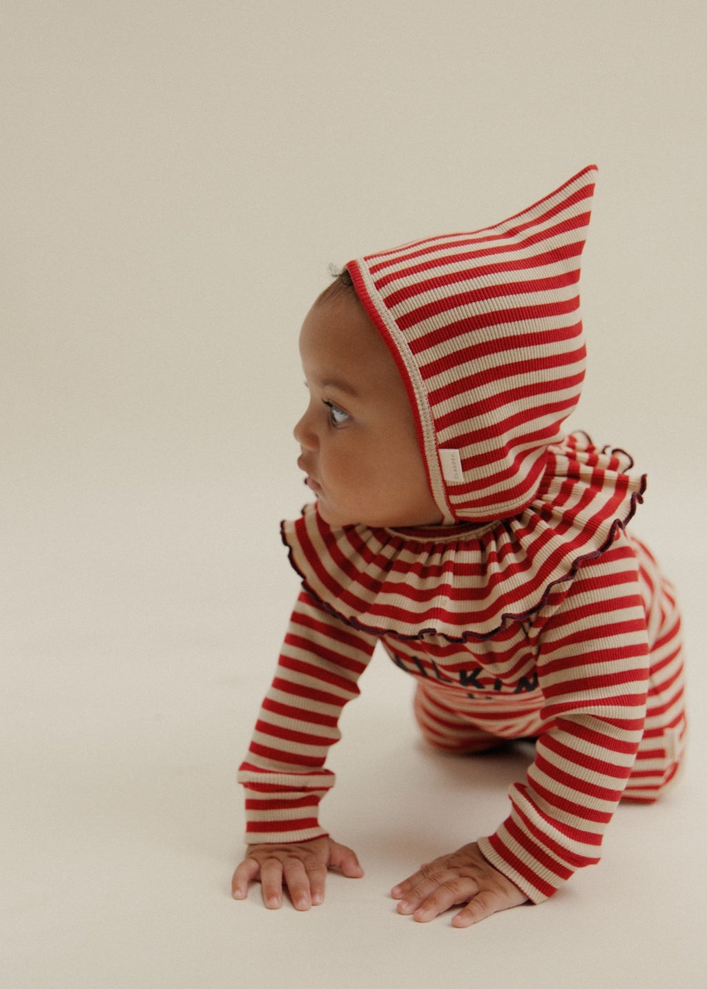 Claude & Co Pixie Crimson Stripe Bonnet