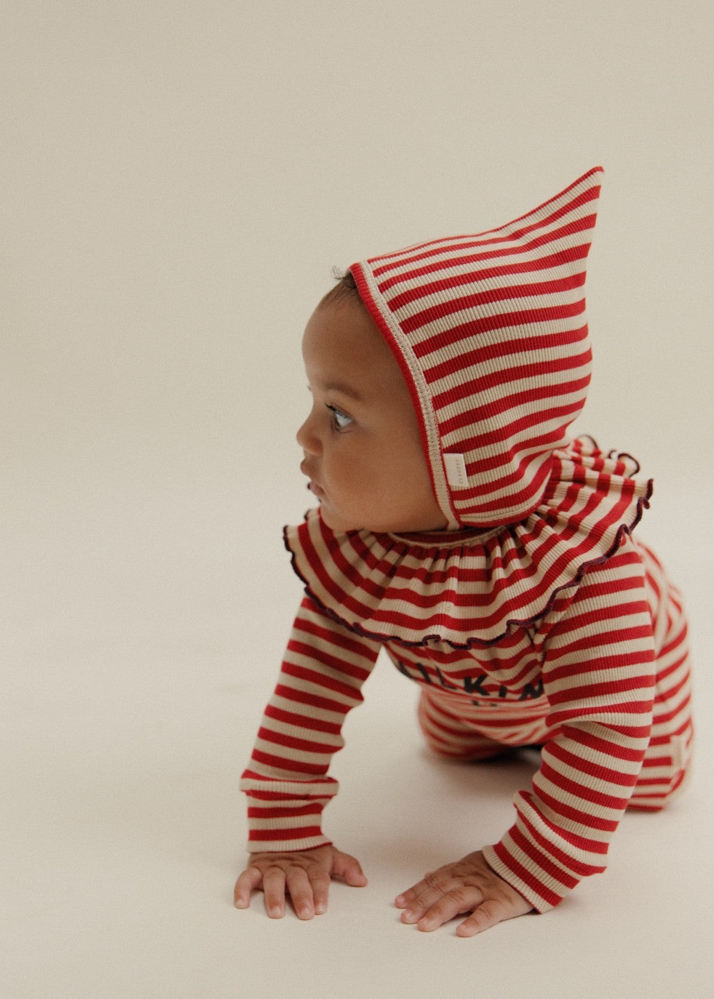 Claude & Co Pixie Crimson Stripe Bonnet