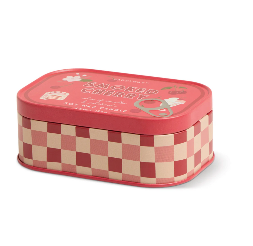 Paddywax Cherry Printed Tin Candle - Smoked Cherry