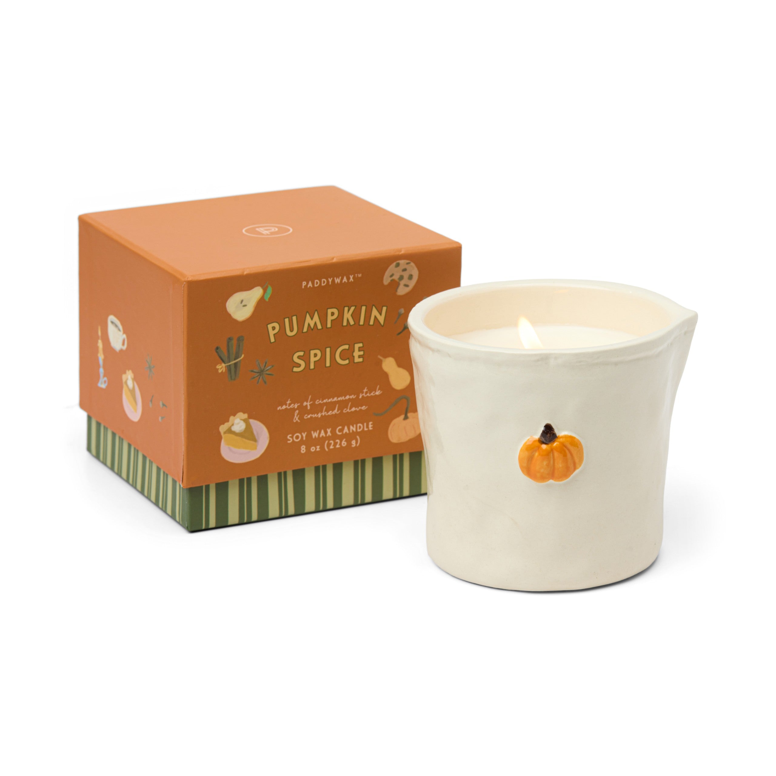 Paddywax Bistro 8oz/226g Pumpkin Embossed Ceramic Candle - Pumpkin Spice