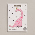Pink Dinosaur Iron-On Embroidered Patch