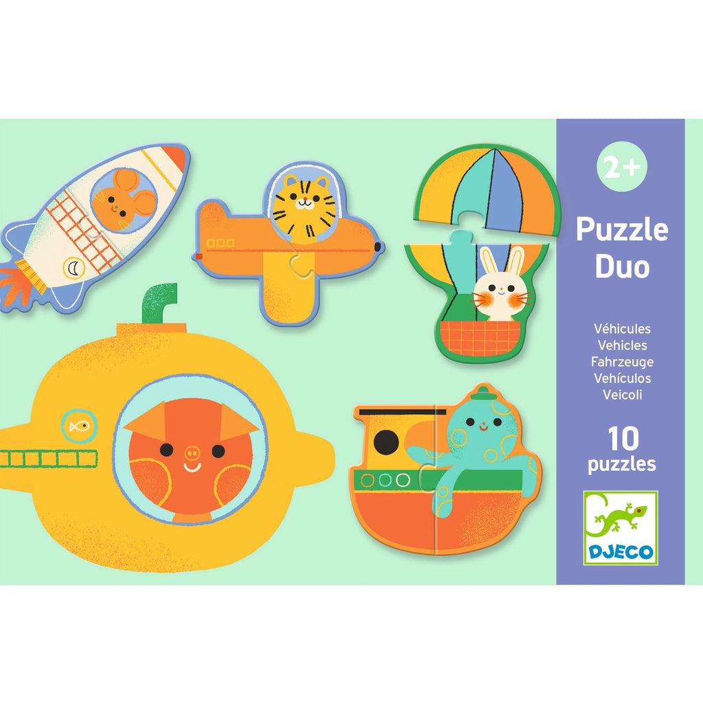 Djeco 10 Duo Puzzles - Vehicles