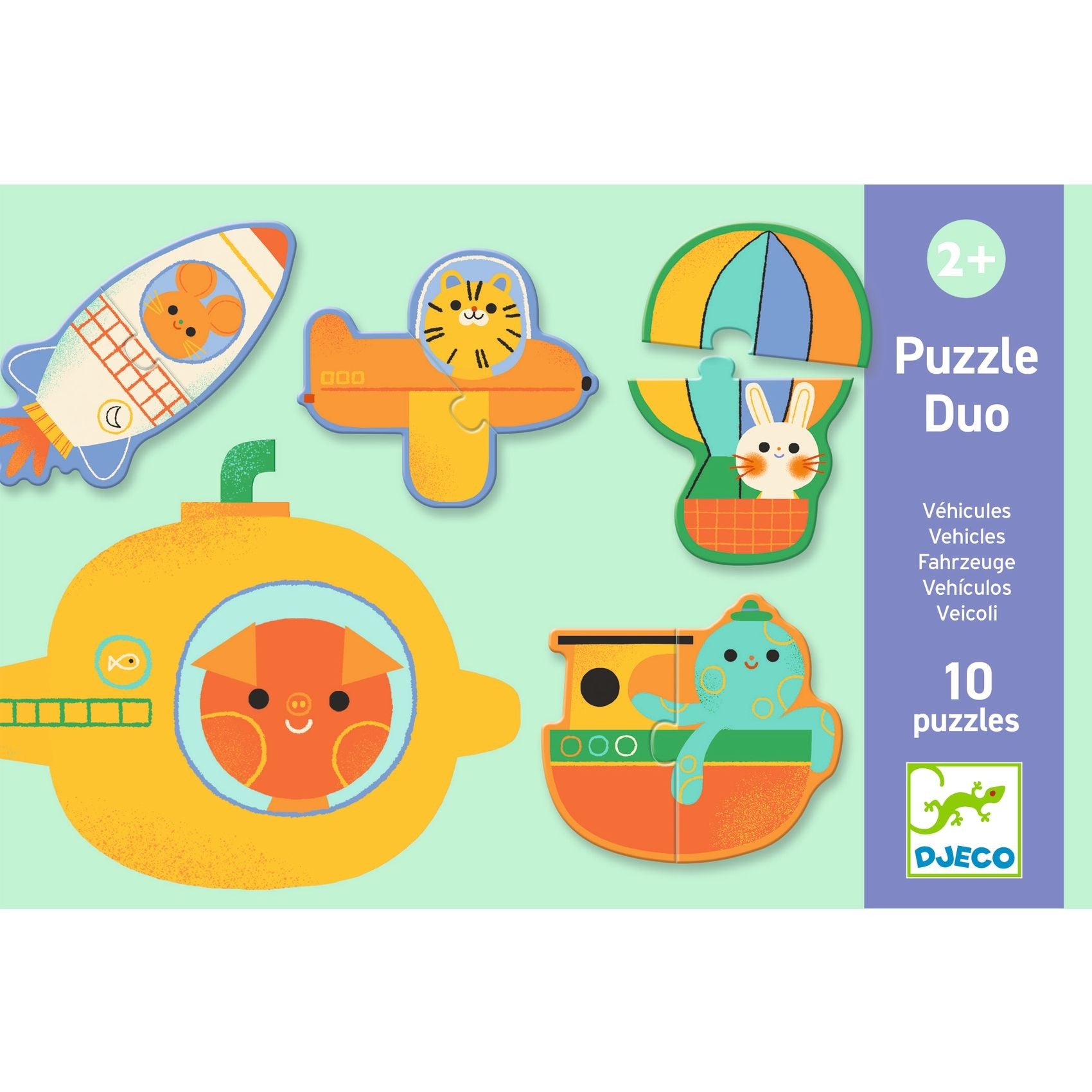 Djeco 10 Duo Puzzles - Vehicles