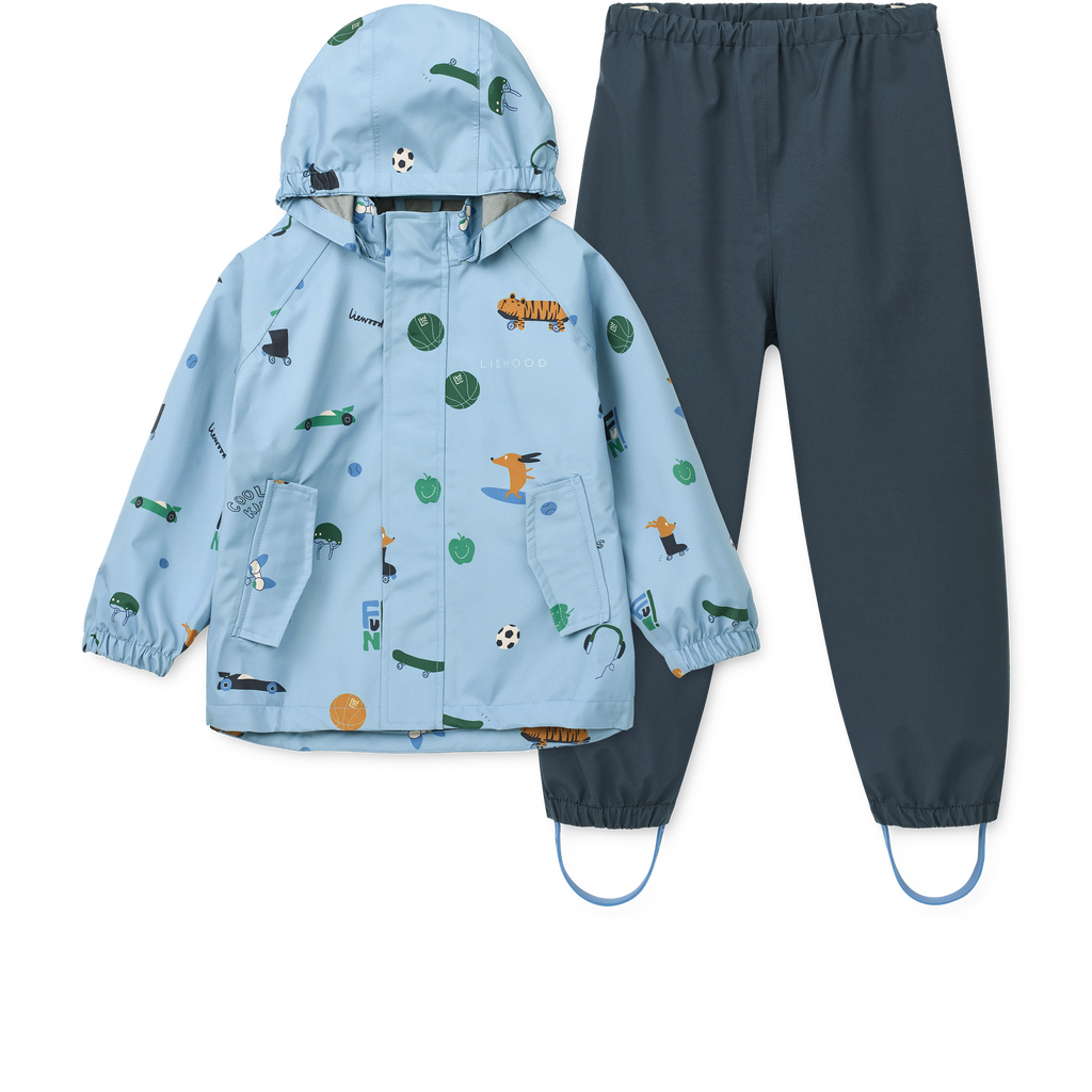 Liewood Pedia Rainwear Set - Fun / Beach blue