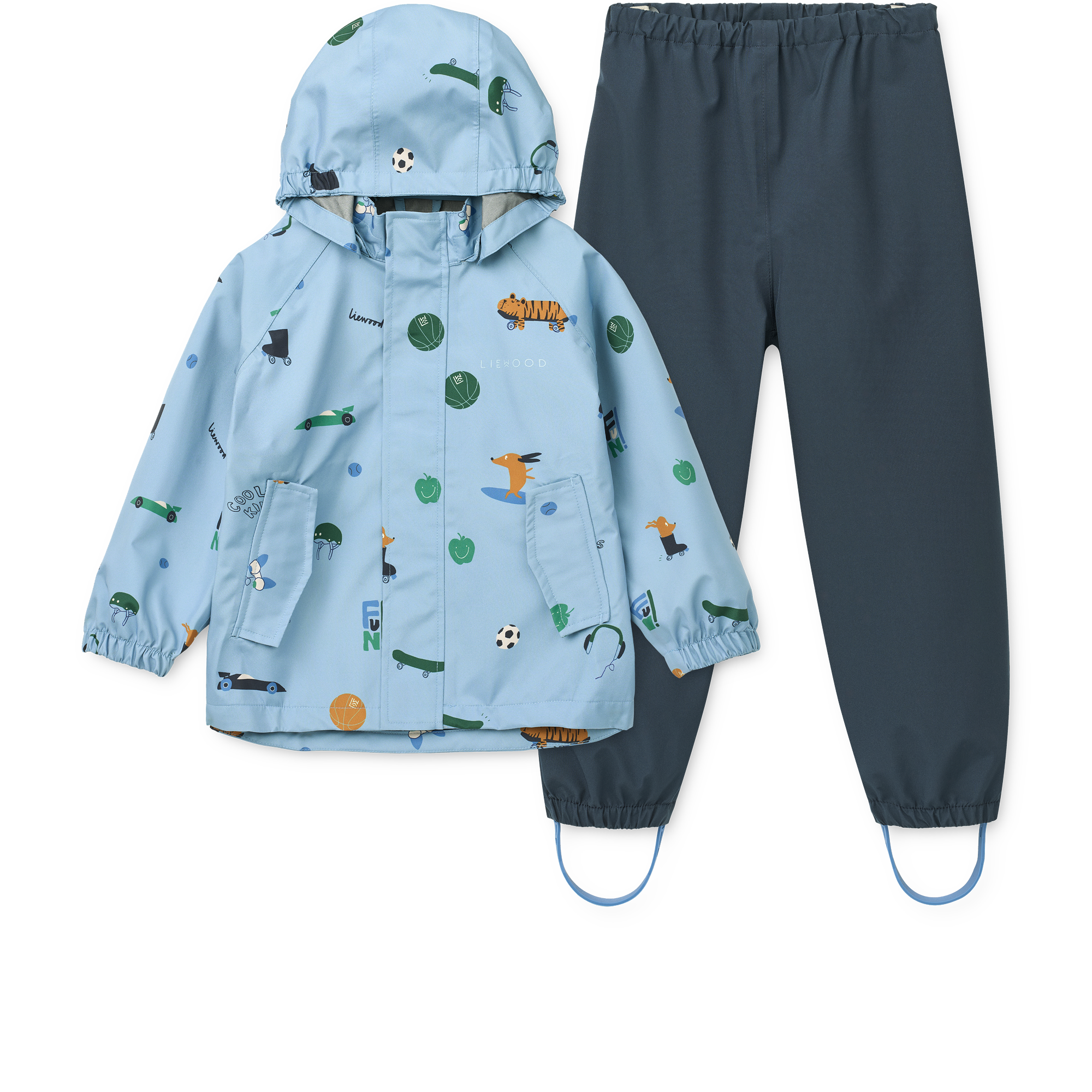 Liewood Pedia Rainwear Set - Fun / Beach blue