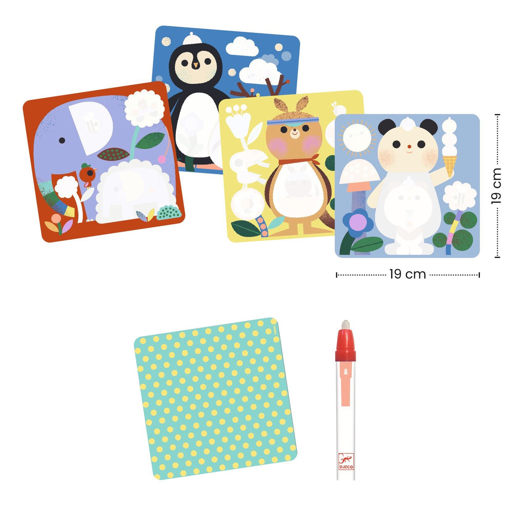 Djeco Peekaboo Baby Animals Magic Colouring Set