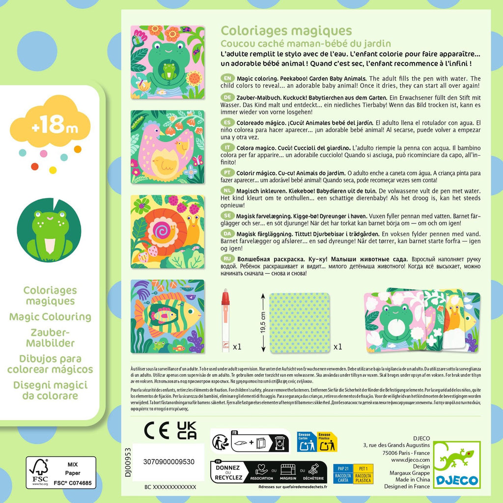 Djeco - Magic Colouring - Peekaboo! Garden Baby Animals