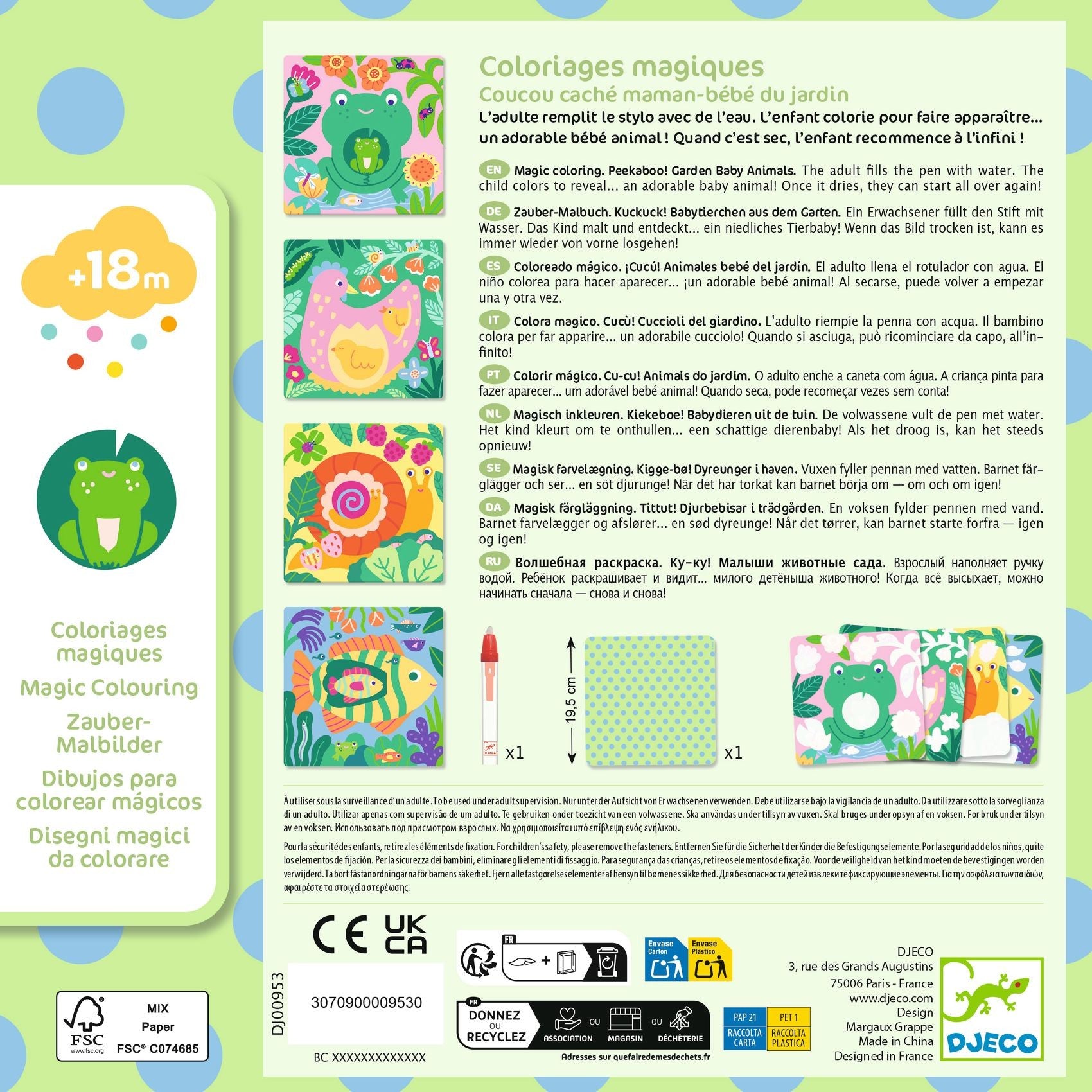 Djeco - Magic Colouring - Peekaboo! Garden Baby Animals