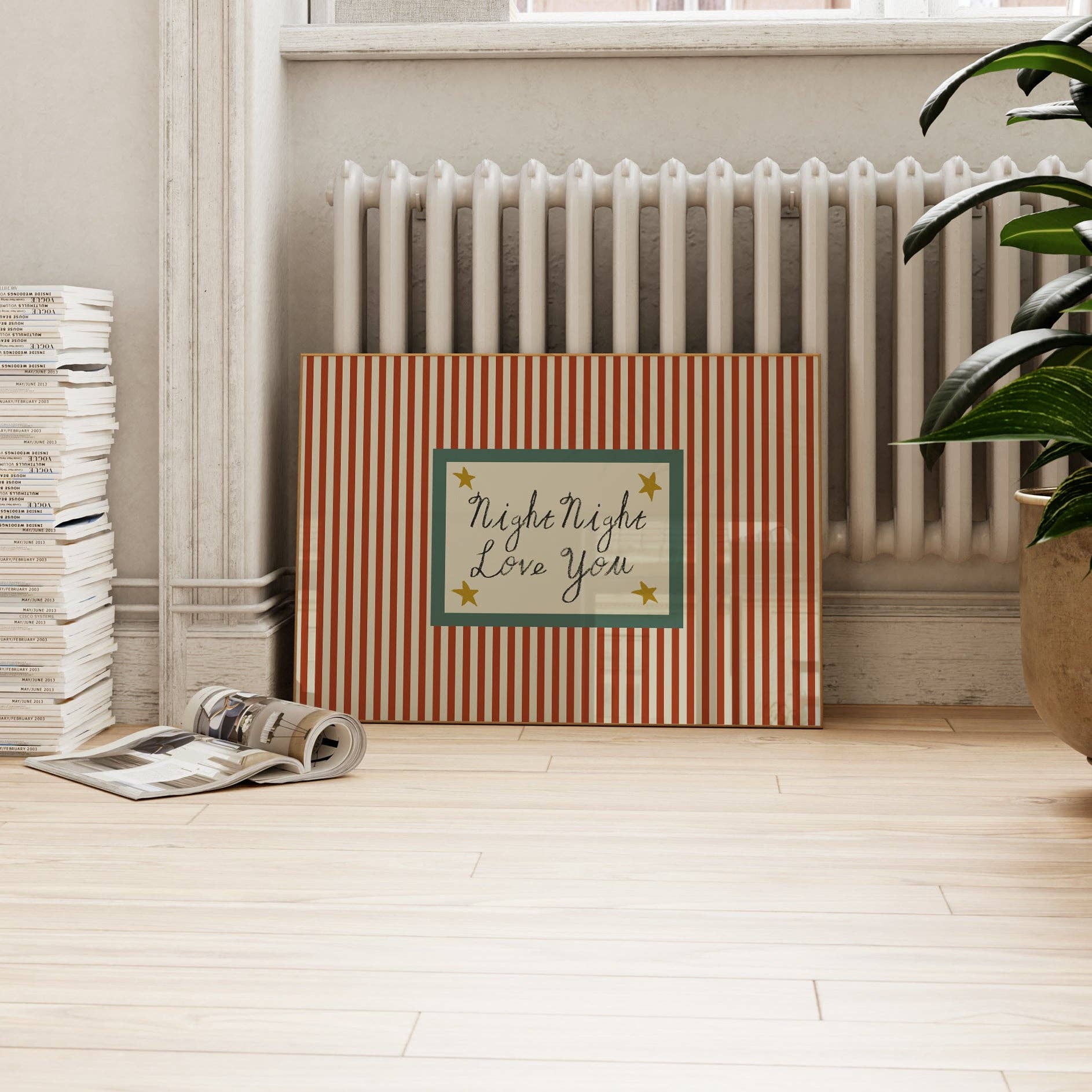 Night Night Love You Striped Print