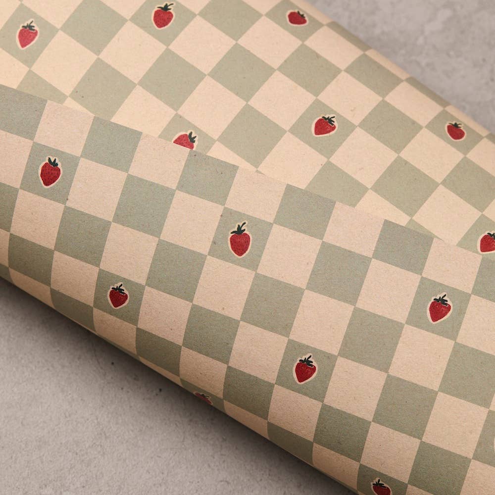 Strawberry Chequered Wrapping Paper