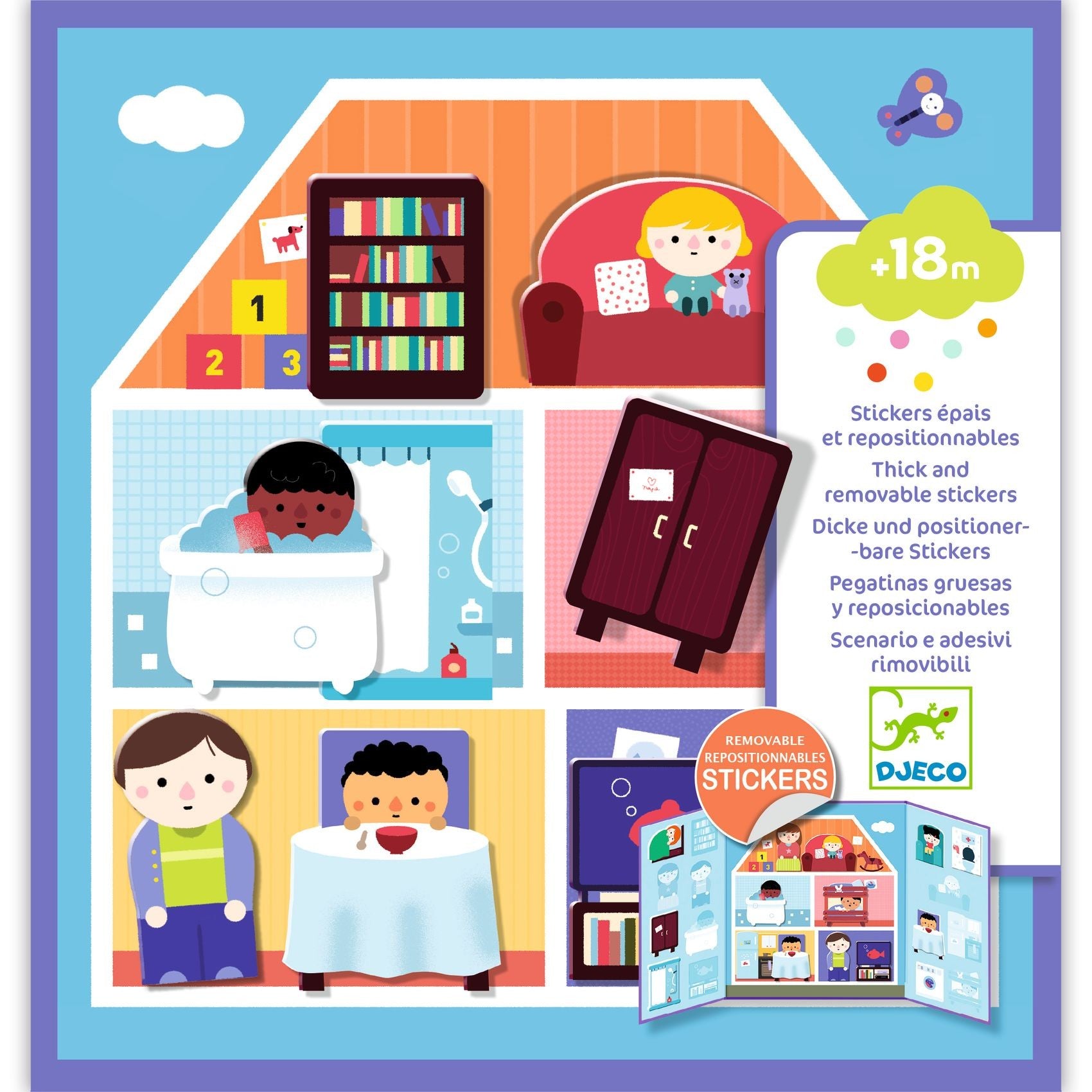 Djeco Easy To Peel Sticker Play Board - House