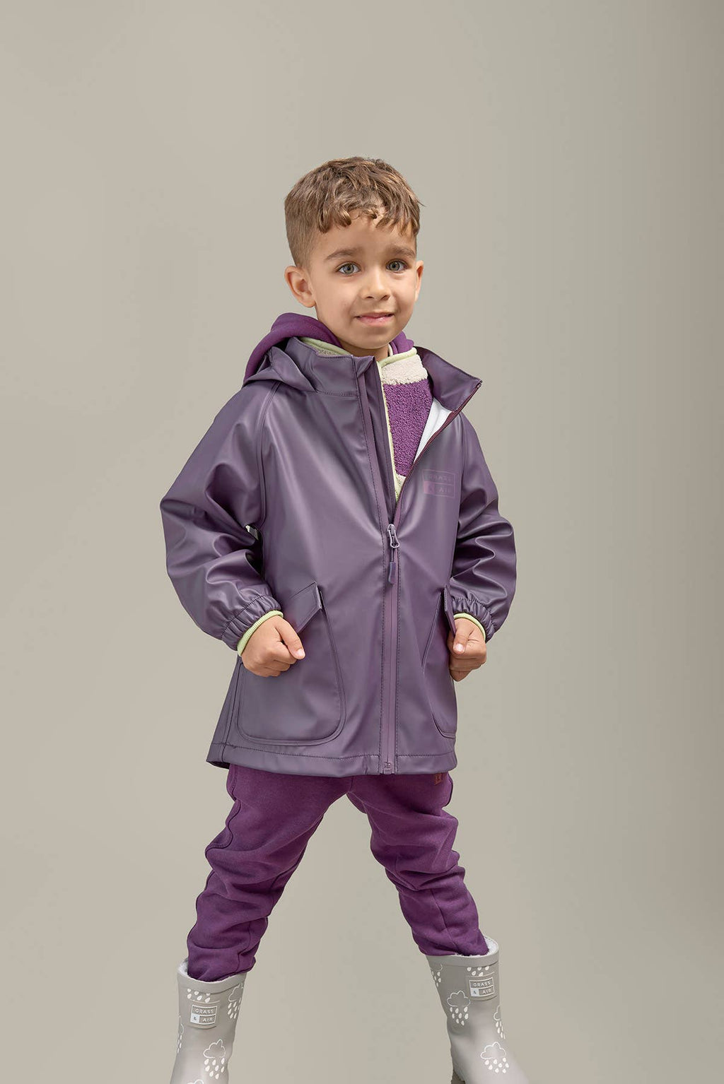 Grass & Air Amethyst Purple Kids Rain Jacket